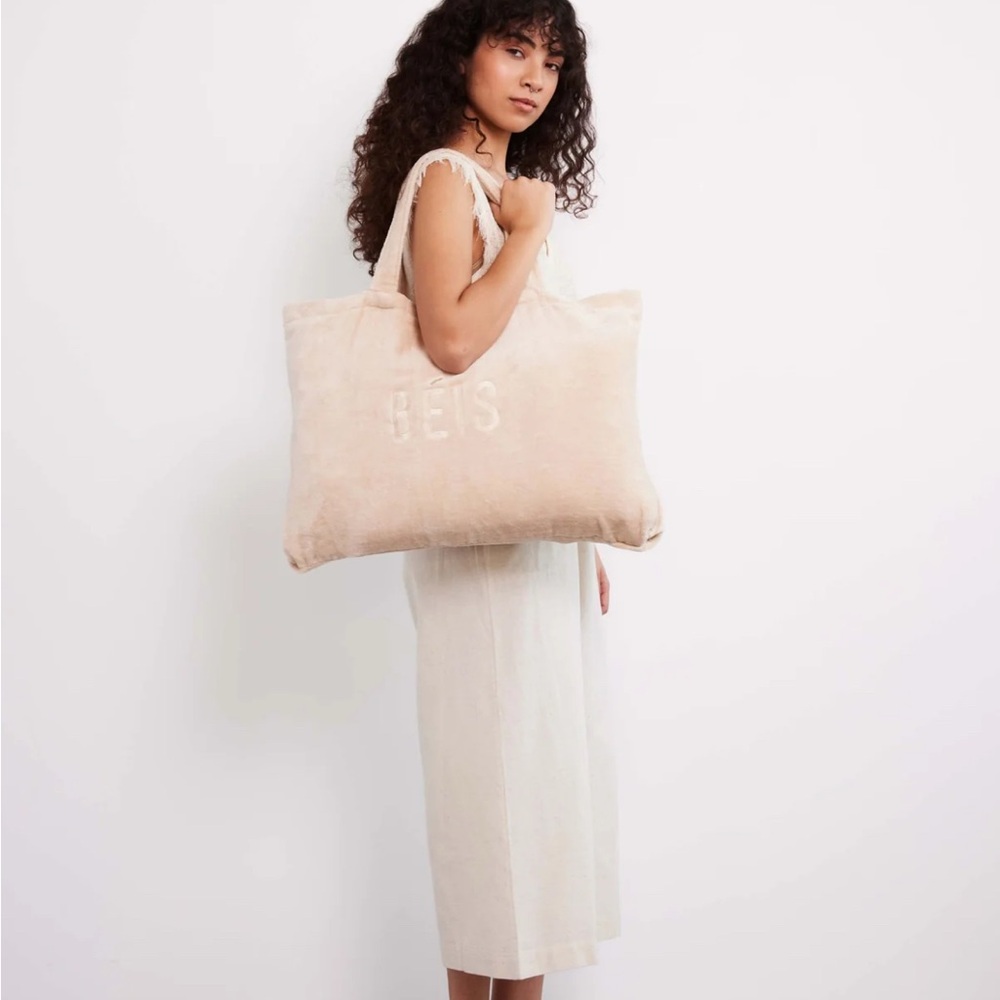 BEIS beige towel  Tote Bag 2 in 1